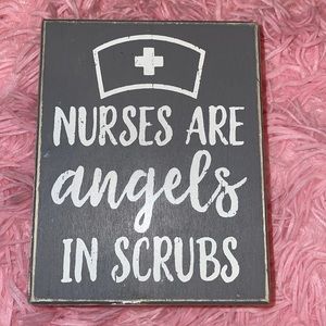 COPY Nurses are angels in scrubs small wooden accessory scrubs medical gift FUN